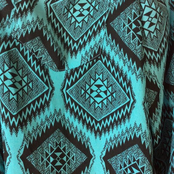 Wishful Park Turquoise & Black Aztec Print Blouse Size M - Picture 3 of 9